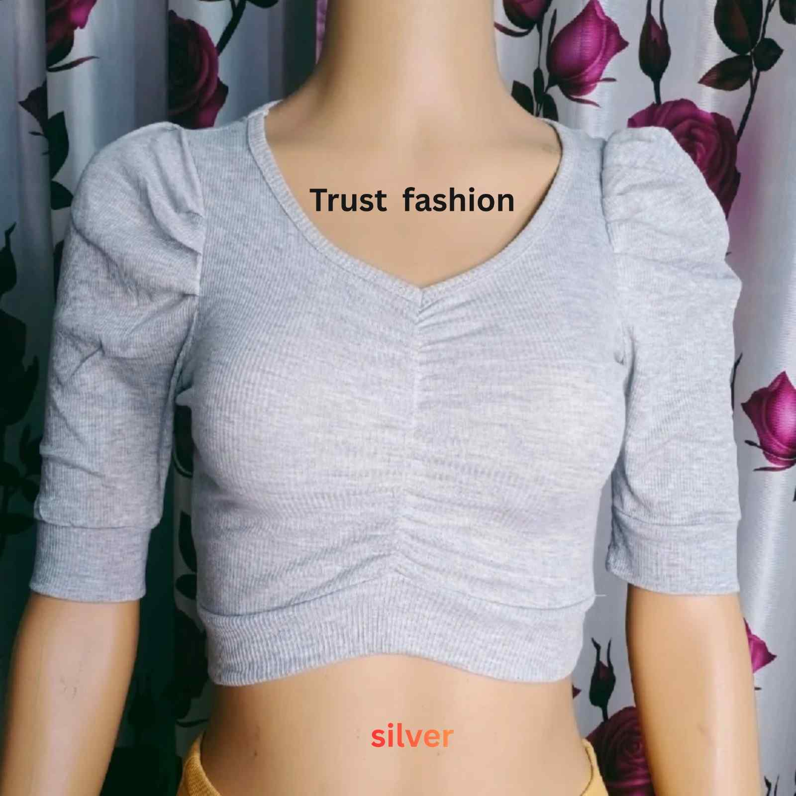 হাফ হাতা হাফ ক্রপ টপ ব্লাউজ