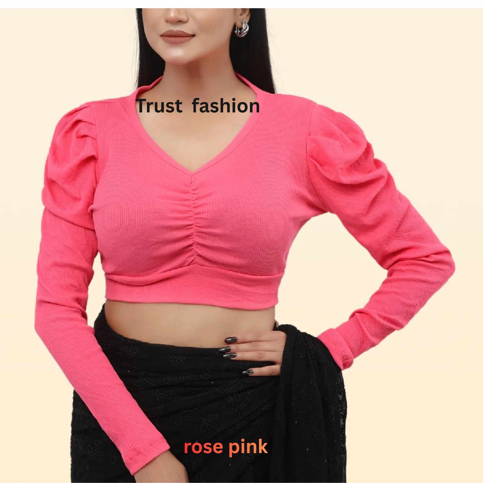 ফুল হাতা ফুল ক্রপ টপ ব্লাউজ