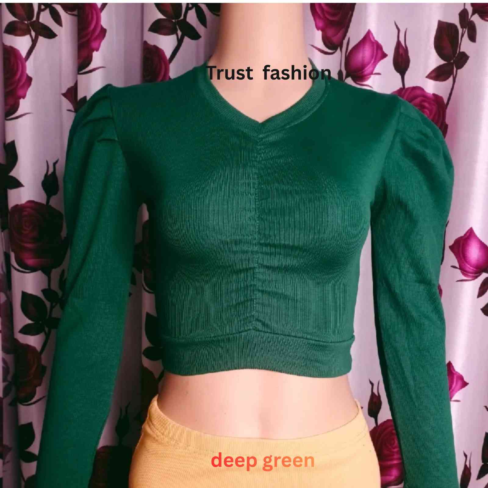 ফুল হাতা ফুল ক্রপ টপ ব্লাউজ