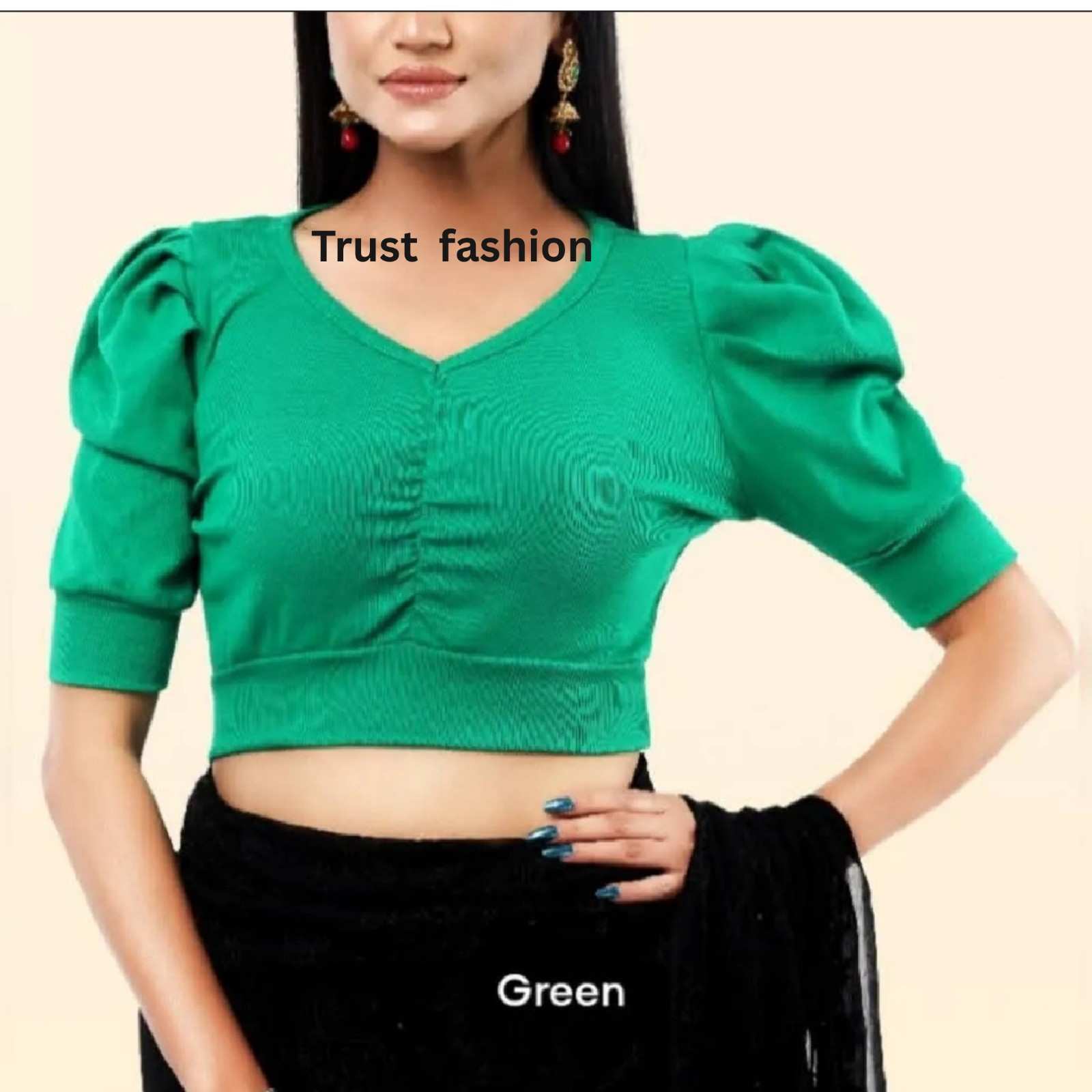 হাফ হাতা হাফ ক্রপ টপ ব্লাউজ