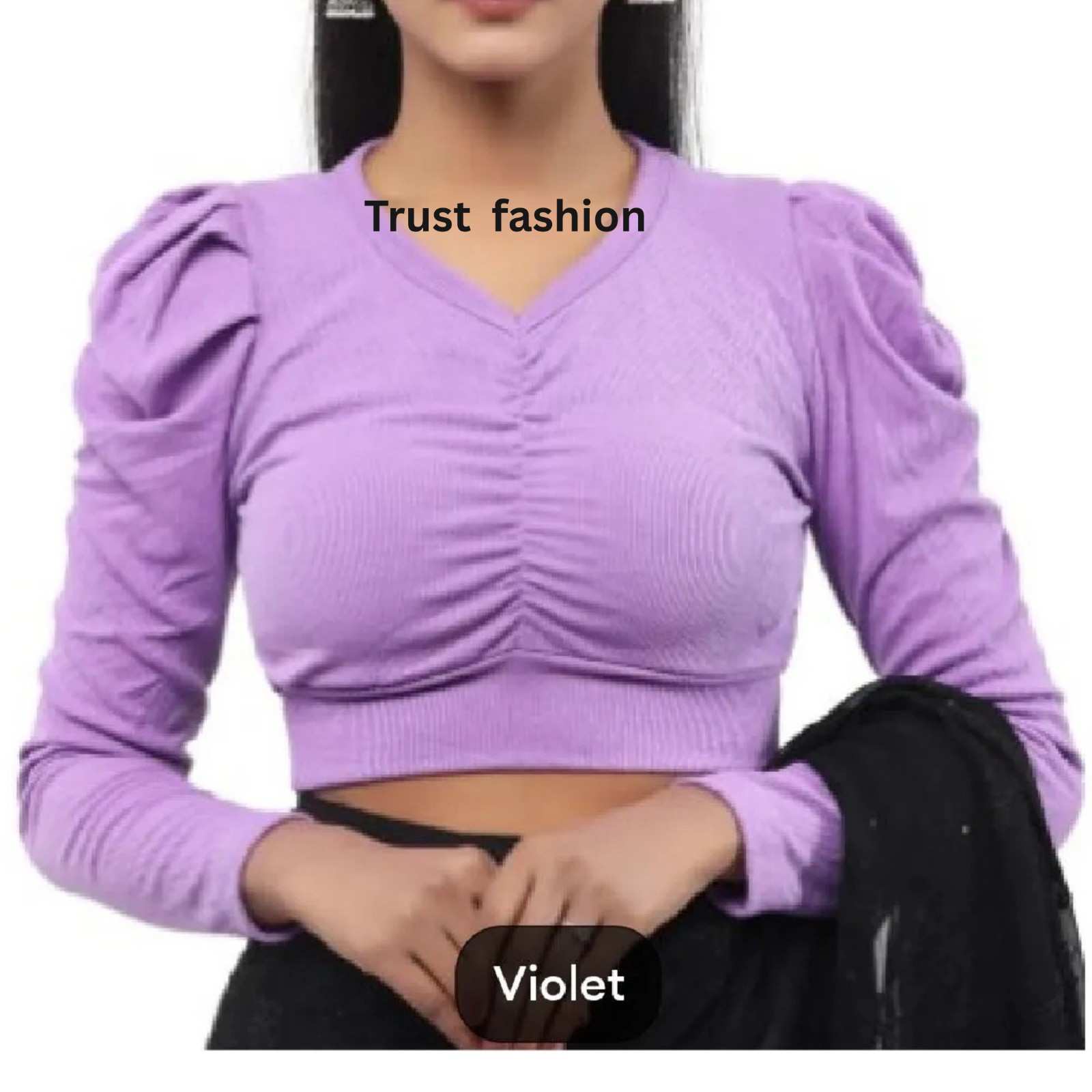 ফুল হাতা ফুল ক্রপ টপ ব্লাউজ