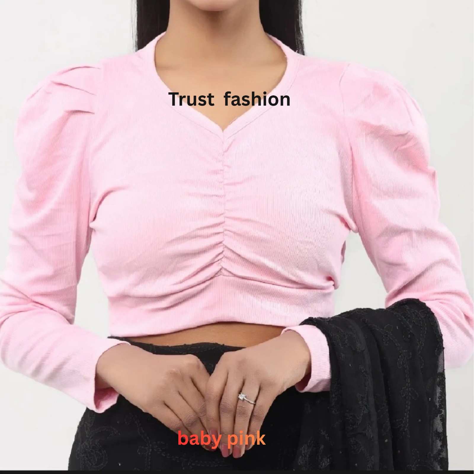 ফুল হাতা ফুল ক্রপ টপ ব্লাউজ