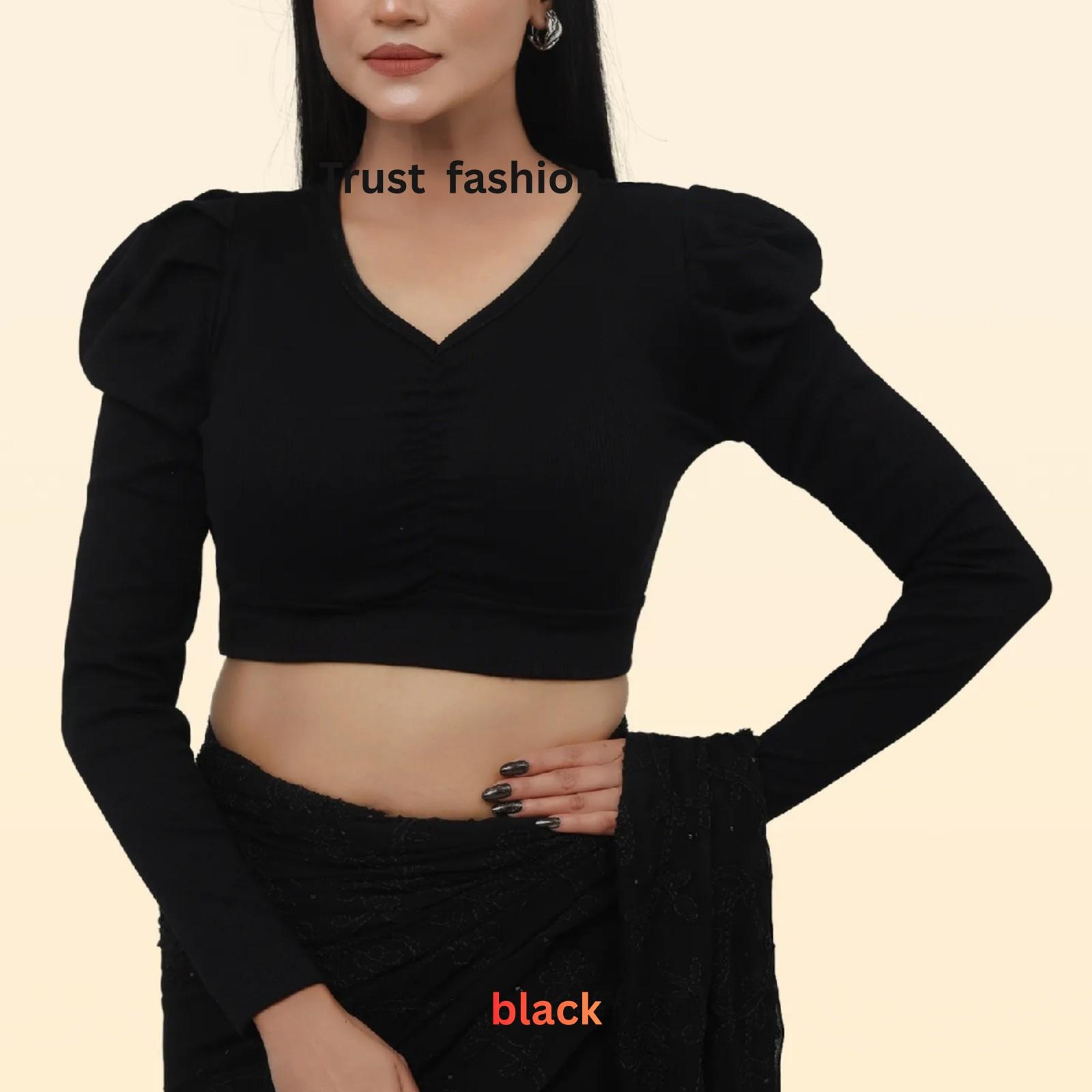 ফুল হাতা ফুল ক্রপ টপ ব্লাউজ